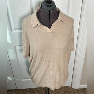 NWT Hollister Beige Boxy Textured Polo